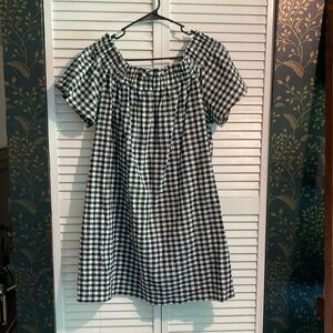 Pleione Black and White Off-Shoulder Puff Sleeve Sundress